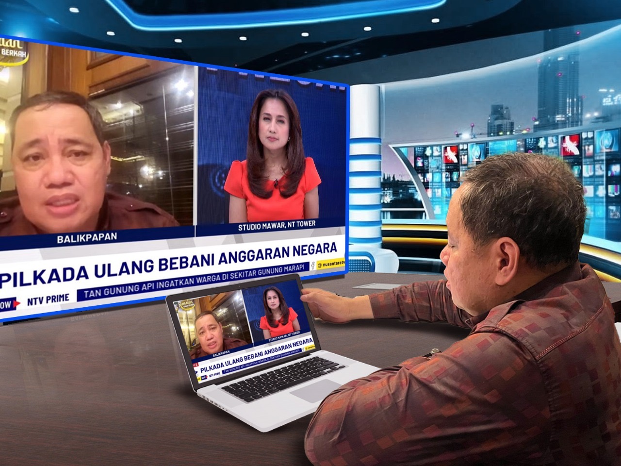Anggota Bawaslu Herwyn JH Malonda saat sedang melakukan wawancara siaran langsung Nusantara TV secara daring, Senin, (3/3/2025).