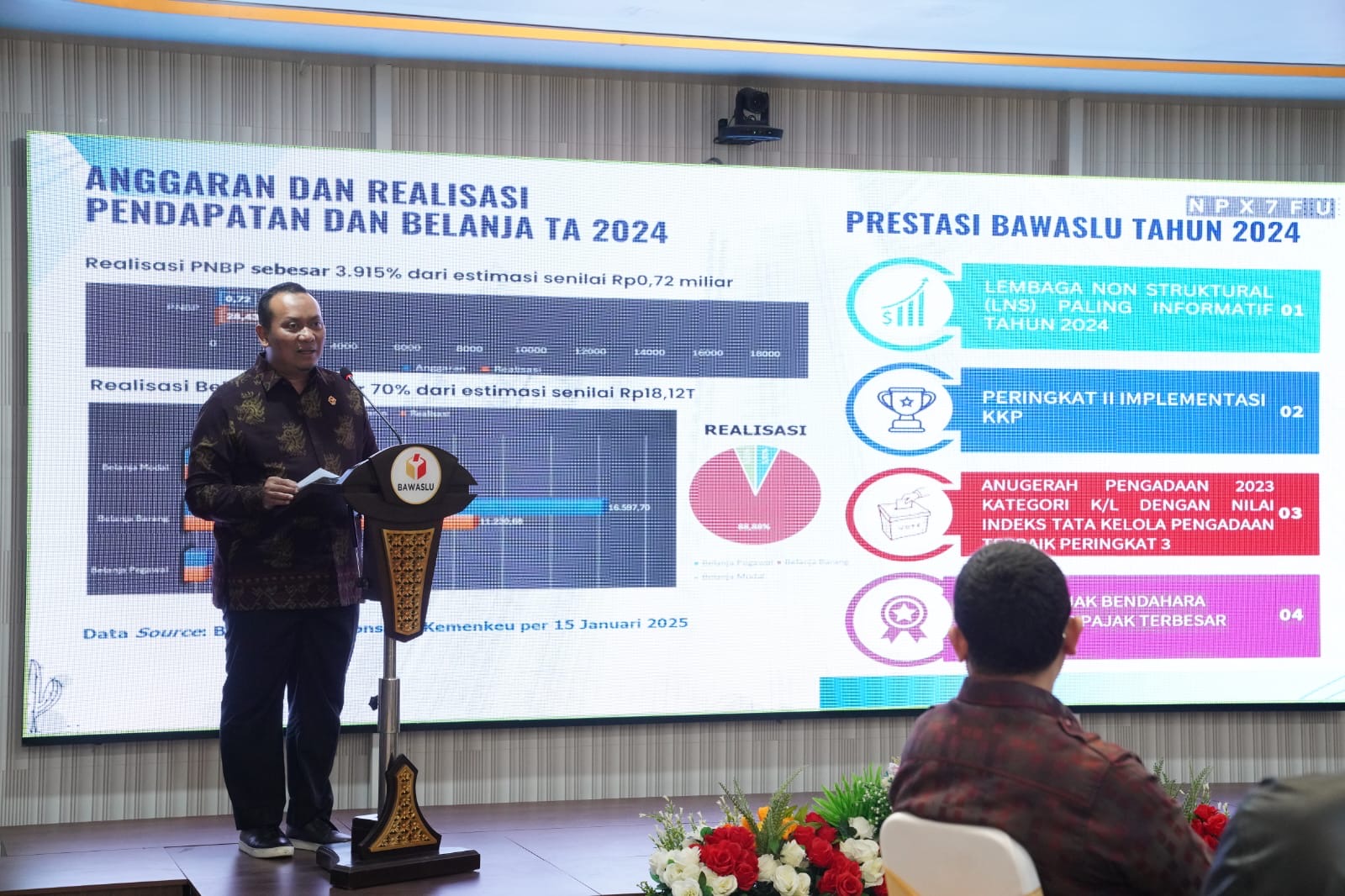 Pimpinan Pemeriksaan Keuangan Negara I, Nyoman Adhi Suryadnyana dalam Entry Meeting Pemeriksaan Laporan Keuangan Bawaslu Tahun Anggaran 2024, di Jakarta, Kamis, (23/1/2025).
