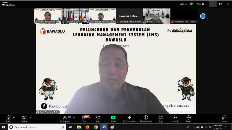 Anggota Bawaslu Herwyn JH Malonda dalam dalam Peluncuran dan Pengenalan Learning Management System (LMS) Bawaslu: Transformasi Pembelajaran Berbasis Teknologi, secara daring pada Rabu (28/5/2025).