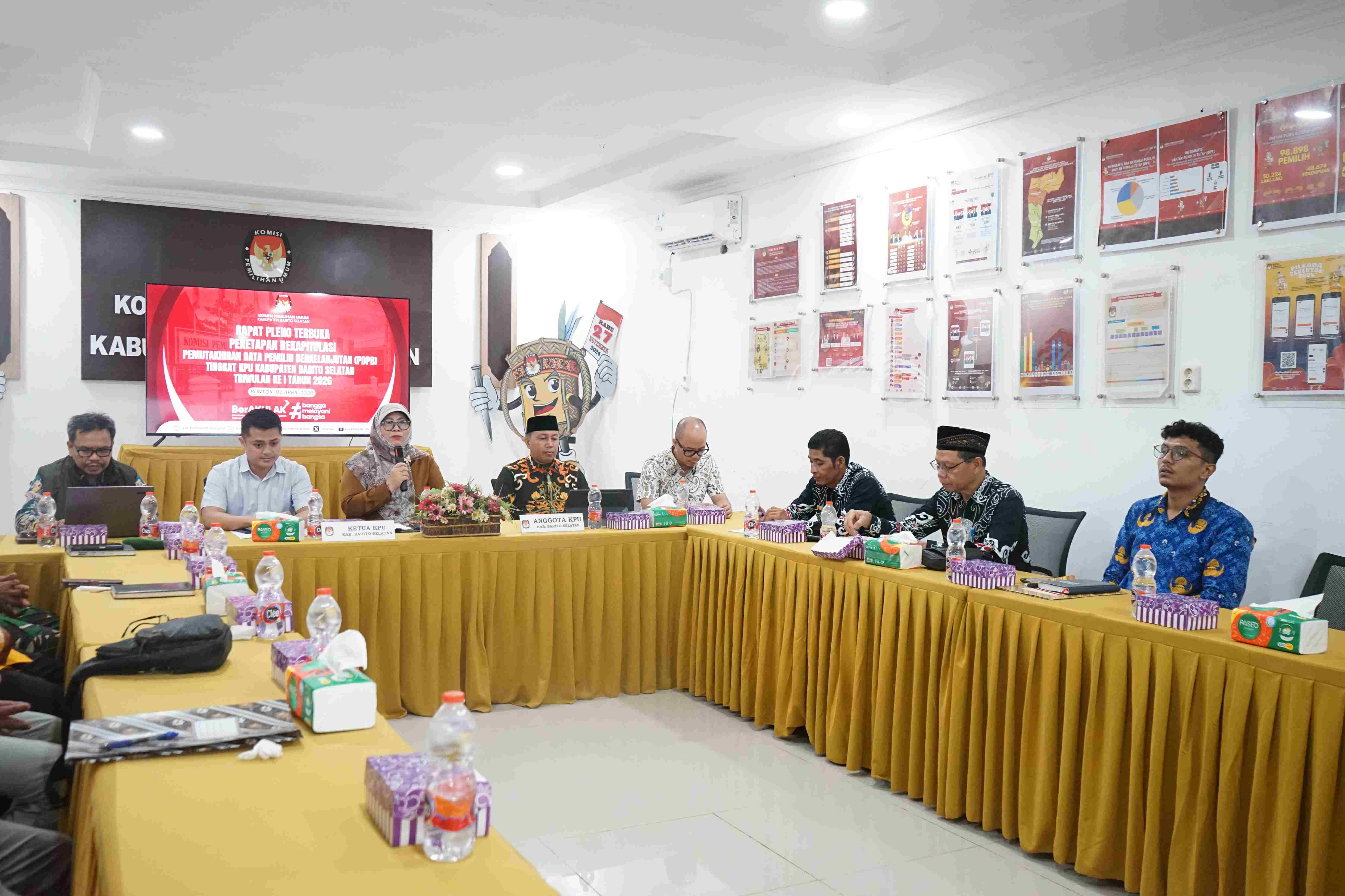 KPU Barsel melaksanakan Pleno Pemutakhiran Data Pemilih Berkelanjutan Triwulan I Tahun 2026, Kamis (02/4/2026).