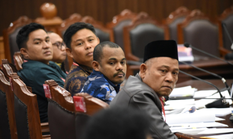 Suasana sidang lanjutan Perselisihan Hasil Pemilihan Umum Kepala Daerah (PHPU Kada) di Mahkamah Konstitusi (MK), Kamis (8/5/2025).