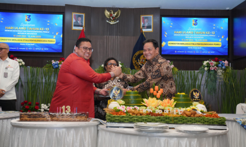 Ketua Bawaslu Rahmat Bagja dalam sambutannya di Hut DKPP ke-13 di Jakarta, Kamis (12/6/2025)/ Foto: Publikasi dan Pemberitaan Publikasi Bawaslu