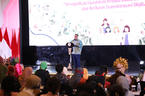 Ketua Bawaslu Rahmat Bagja dalam Konsolidasi Perempuan Pengawas Pemilihan Umum dan Masyarakat Sipil bertema Mewujudkan Ekosistem Pemilu Inklusif, Anti-Kekerasan, dan Berbasis Transformasi Digital di Jakarta, Minggu (21/12/2025) malam.