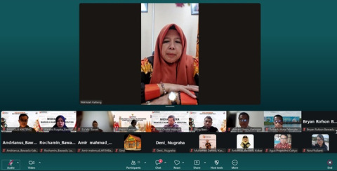 Tangkapan layar daring Anggota Bawaslu Kalteng Siti Wahidah pada rapat Penguatan Kapasitas Pengelola Data Pencegahan melalui Form Pencegahan Online, Selasa (29/9/2026).