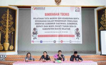Foto Sambutan Ketua Bawaslu Kabupaten Barito Selatan Bimbingan Teknis Pelatihan Tata Naskah dan Kearsipan serta Kehumasan dalam menghadapi Pemilihan Bupati dan Wakil Bupati Tahun 2024
