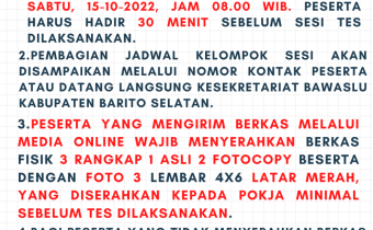 PENGUMUMAN HASIL SELEKSI ADMINISTRASI CALON ANGGOTA PANWASLU KECAMATAN UNTUK KABUPATEN BARITO SELATAN
