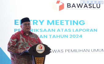 Ketua Bawaslu Rahmat Bagja dalam Entry Meeting Pemeriksaan Laporan Keuangan Bawaslu Tahun Anggaran 2024, di Jakarta, Kamis, (23/1/2025).