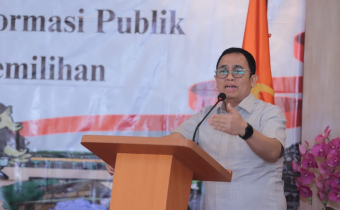 Anggota Bawaslu Puadi saat membuka kegiatan Forum Literasi Keterbukaan Informasi Pengawasan Pemilu dan Pemilihan pada, Jumat (15/8/2025).