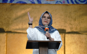 Anggota Bawaslu Lolly Suhenty saat memberikan sambutan dalam agenda Rapat Koordinasi Pasca Pilkada 2024 di Kota Bogor bersama Seluruh Jajaran Pengawas Pemilu di Kota Bogor, Jumat (24/1/2024).